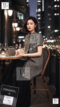 シャネル ジャケット コート CHANEL 15S グレー スタンドカラー スプリング 半袖 34