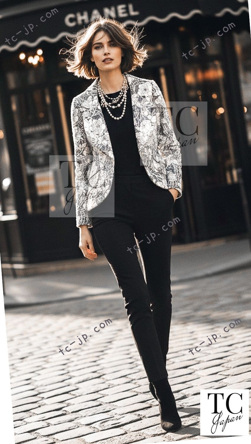 CHANEL 09C Gray Pale Pink Sequins Camellia Pattern Jacket 34 シャネル グレー ペール ピンク スパンコール カメリア柄 ジャケット 即発