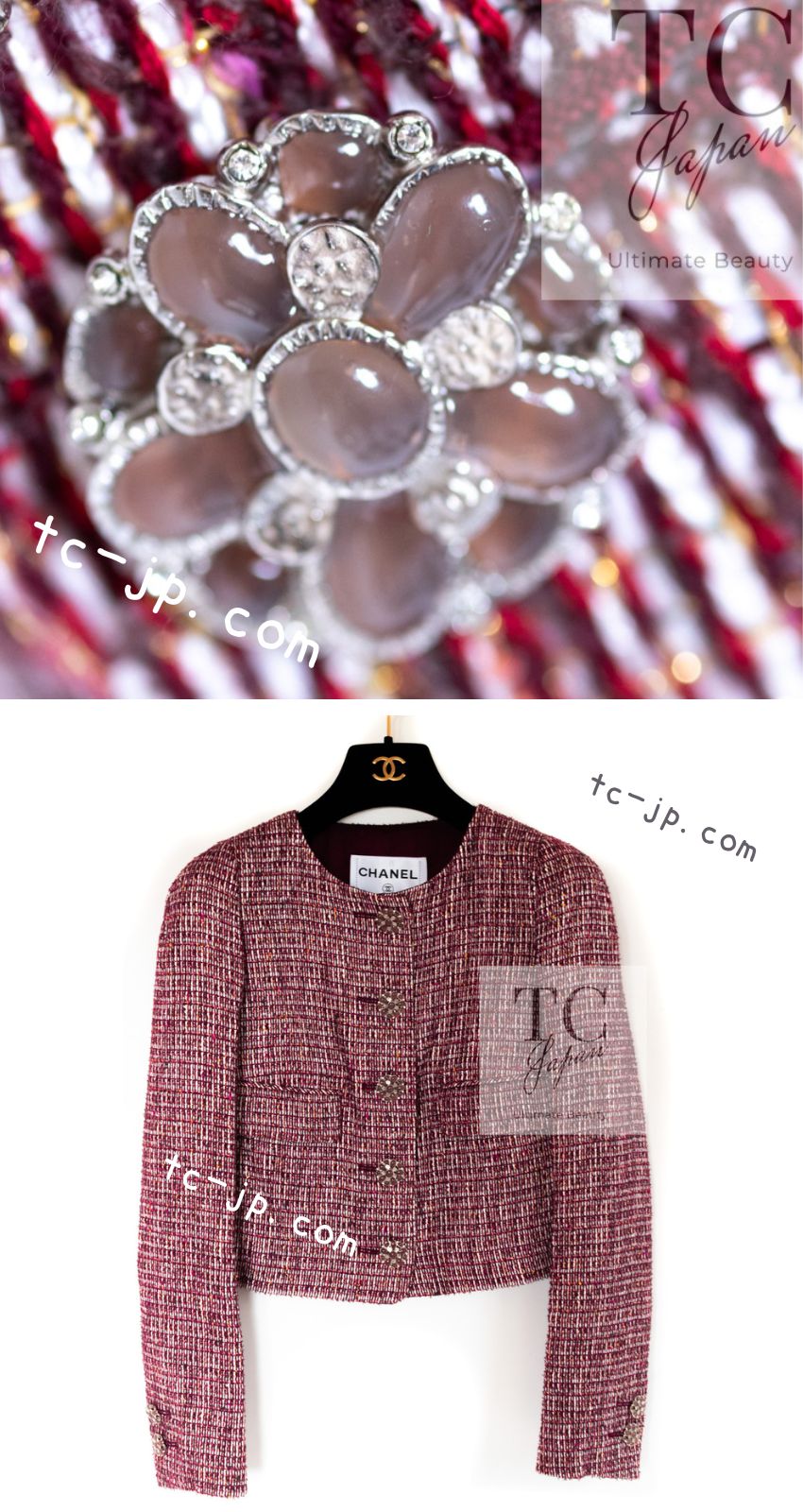 シャネル ジャケット スーツ CHANEL レッド マルチカラー グリポア 宝石 ボタン ツイード スカート 15C Red Multi  Gripoix Button Tweed Jacket Skirt Suit – TC JAPAN