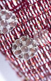 CHANEL 15C Red Multi Gripoix Button Tweed Jacket 36 38 シャネル レッド マルチカラー グリポア 宝石 ボタン ツイード ジャケット 即発