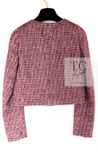 CHANEL 15C Red Multi Gripoix Button Tweed Jacket 36 38 シャネル レッド マルチカラー グリポア 宝石 ボタン ツイード ジャケット 即発