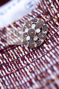 CHANEL 15C Red Multi Gripoix Button Tweed Jacket 36 38 シャネル レッド マルチカラー グリポア 宝石 ボタン ツイード ジャケット 即発