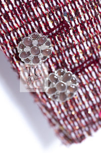CHANEL 15C Red Multi Gripoix Button Tweed Jacket 36 38 シャネル レッド マルチカラー グリポア 宝石 ボタン ツイード ジャケット 即発