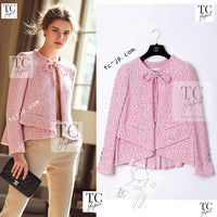 CHANEL 16S Pink Ribbon Fantasy Cotton Tweed Jacket 36 シャネル ピンク リボン ファンタジー コットン ツイード ジャケット 即発