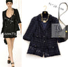 CHANEL 07S Dark Navy Black Fringe Linen Tweed Jacket 46 シャネル ダークネイビー ブラック フリンジ リネン 麻混 ツイード ジャケット 即発