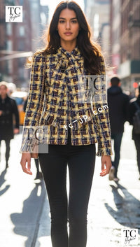 CHANEL 04A Yellow Wool Cotton Tweed Jacket 36 シャネル イエロー ウール コットン ツイード ジャケット