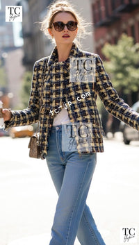 CHANEL 04A Yellow Wool Cotton Tweed Jacket 36 シャネル イエロー ウール コットン ツイード ジャケット