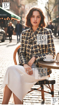 CHANEL 04A Yellow Wool Cotton Tweed Jacket 36 シャネル イエロー ウール コットン ツイード ジャケット