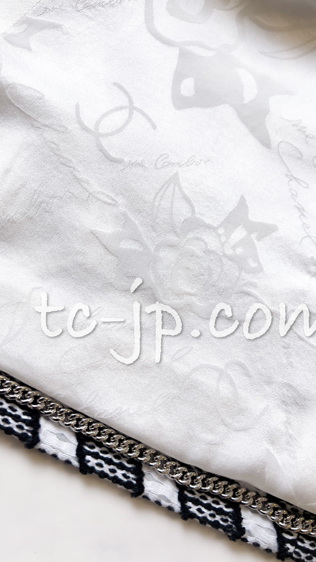 シャネル ジャケット CHANEL ホワイト シェベロン Vネック 16S White