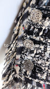 CHANEL 04S Ivory Black Fringed Tweed Cardigan Jacket 34 シャネル アイボリー ブラック フリンジ ツイード カーディガン ジャケット 即発