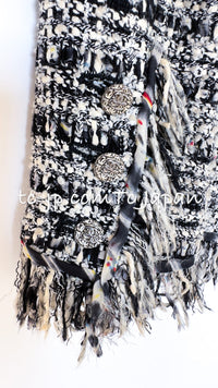 CHANEL 04S Ivory Black Fringed Tweed Cardigan Jacket 34 シャネル アイボリー ブラック フリンジ ツイード カーディガン ジャケット 即発