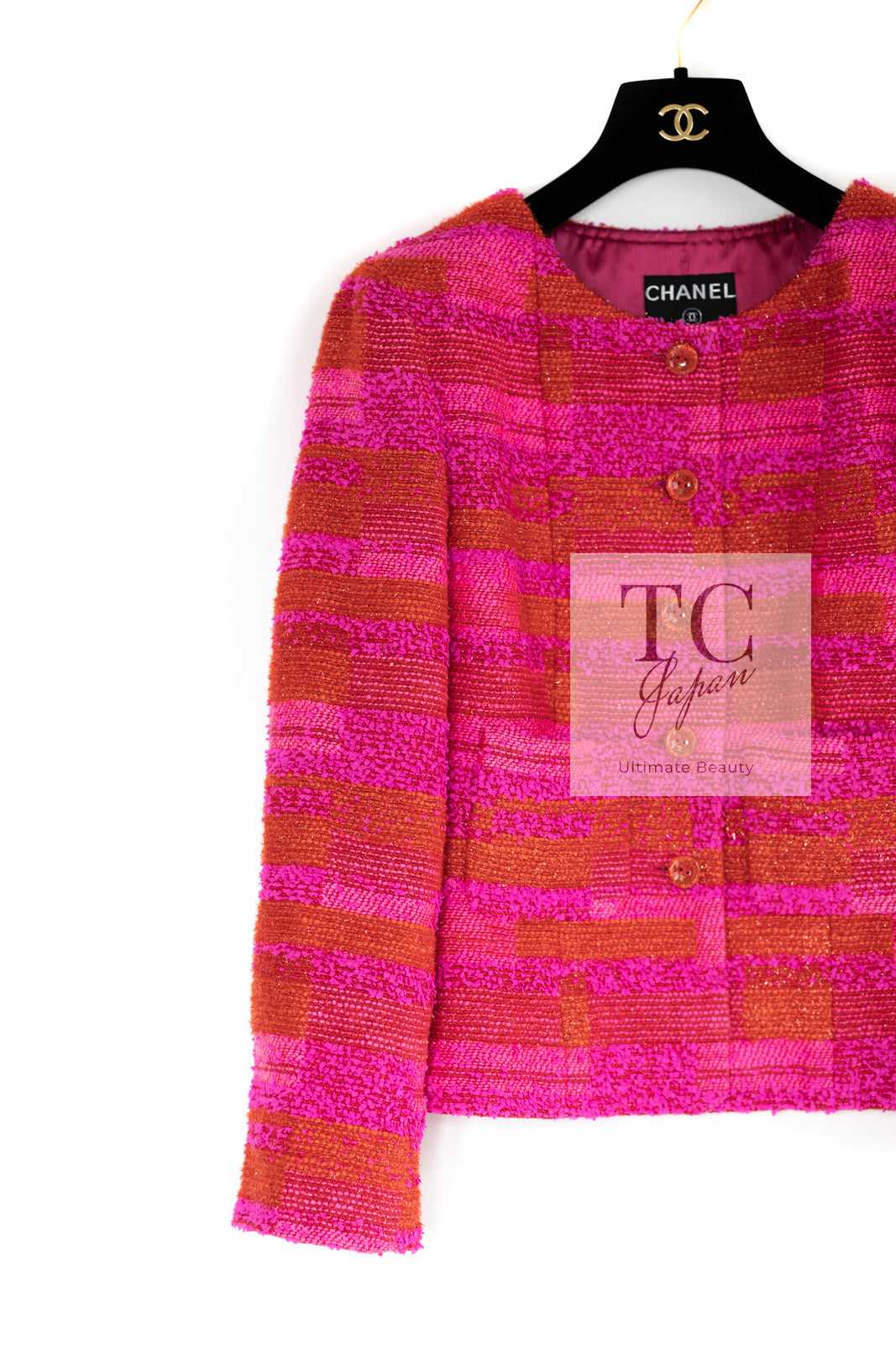 シャネル ジャケット CHANEL 01C コーラル ホット ピンク オレンジ