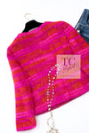 CHANEL 01C Coral Hot Pink Orange Border Tweed Candy Jacket 36 42 シャネル コーラル ホット ピンク オレンジ ボーダー ツイード キャンディー ジャケット 即発