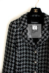 CHANEL 10S Black White Cotton Silk CC Pearl Buttons Tweed Jacket 40 シャネル ブラック ホワイト コットン シルク CC パール ココボタン ツイード ジャケット 即発