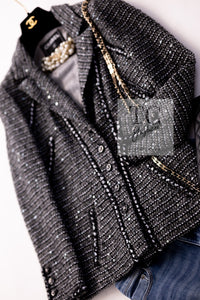 CHANEL 06A Gray Sequin Tweed Jacket 38 シャネル グレー スパンコール ツイード ジャケット 即発