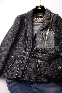 CHANEL 06A Gray Sequin Tweed Jacket 38 シャネル グレー スパンコール ツイード ジャケット 即発