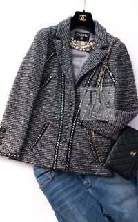 CHANEL 06A Gray Sequin Tweed Jacket 38 シャネル グレー スパンコール ツイード ジャケット 即発