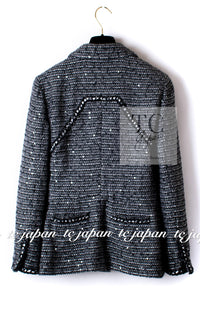 CHANEL 06A Gray Sequin Tweed Jacket 38 シャネル グレー スパンコール ツイード ジャケット 即発