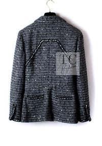 CHANEL 06A Gray Sequin Tweed Jacket 38 シャネル グレー スパンコール ツイード ジャケット 即発