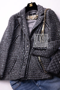 CHANEL 06A Gray Sequin Tweed Jacket 38 シャネル グレー スパンコール ツイード ジャケット 即発