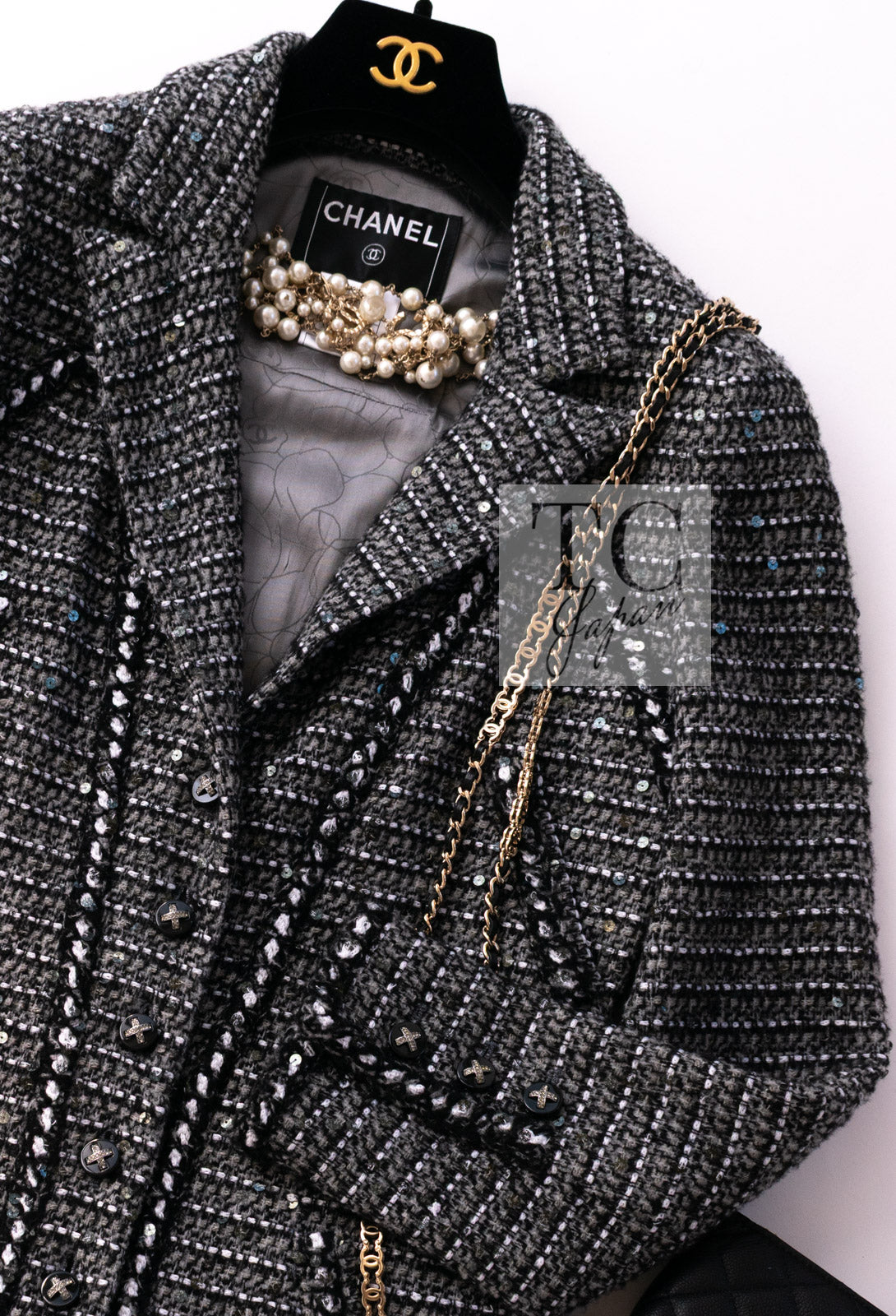 CHANEL 06A Gray Sequin Tweed Jacket 38 シャネル グレー スパンコール ツイード ジャケット 即発