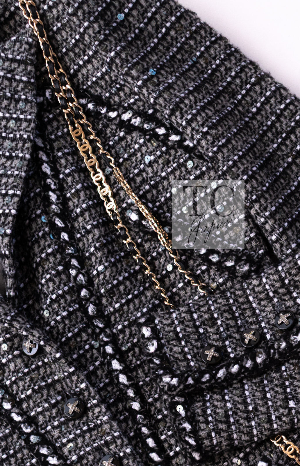 CHANEL 06A Gray Sequin Tweed Jacket 38 シャネル グレー スパンコール ツイード ジャケット 即発