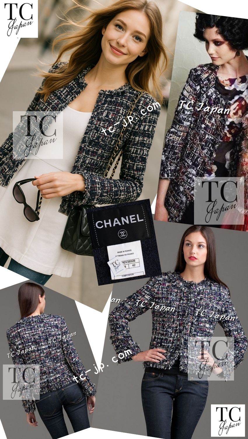 CHANEL 10C navy tweed women's jacket / シャネル レディース ネイビー ツイード ジャケット