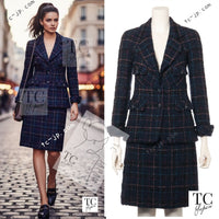 CHANEL 07A Dark Navy Multicolor Tweed Jacket Skirt Suit 34 シャネル ダーク ネイビー マルチカラー ツイード ジャケット スカート スーツ 即発
