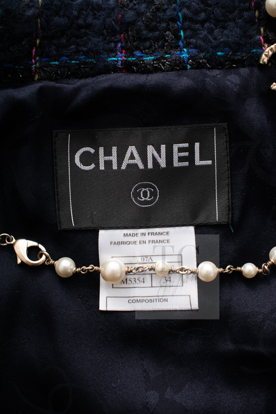 CHANEL カラージャケット ライトブルー 34 シャネル ジャケット スカート スーツ CHANEL 07A ネイビー マルチ
