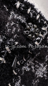 CHANEL 11A Black Silver Metallic Gripox Buttons Jacket 36 シャネル ブラック シルバー メタリック グリポワ宝石ボタン ジャケット 即発