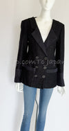 CHANEL 16C Black Cotton Double Jacket Coat 40 42 シャネル ブラック コットン ダブル ジャケット コート 即発