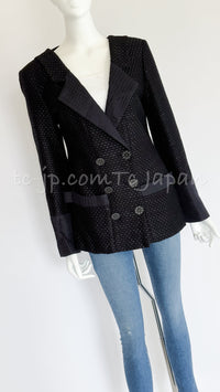 CHANEL 16C Black Cotton Double Jacket Coat 40 42 シャネル ブラック コットン ダブル ジャケット コート 即発