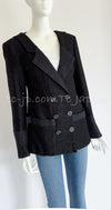 CHANEL 16C Black Cotton Double Jacket Coat 40 42 シャネル ブラック コットン ダブル ジャケット コート 即発