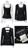 CHANEL 16C Black Cotton Double Jacket Coat 40 42 シャネル ブラック コットン ダブル ジャケット コート 即発