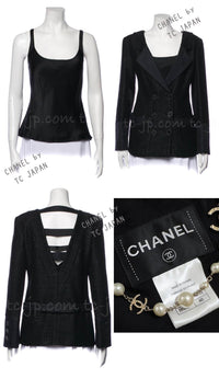 CHANEL 16C Black Cotton Double Jacket Coat 40 42 シャネル ブラック コットン ダブル ジャケット コート 即発