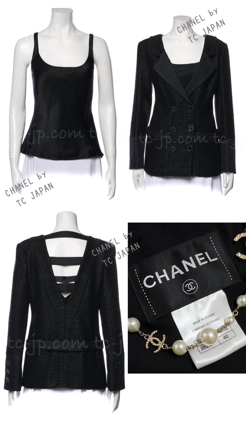 CHANEL 16C Black Cotton Double Jacket Coat 40 42 シャネル ブラック コットン ダブル ジャケット コート 即発