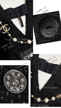CHANEL 16C Black Cotton Double Jacket Coat 40 42 シャネル ブラック コットン ダブル ジャケット コート 即発