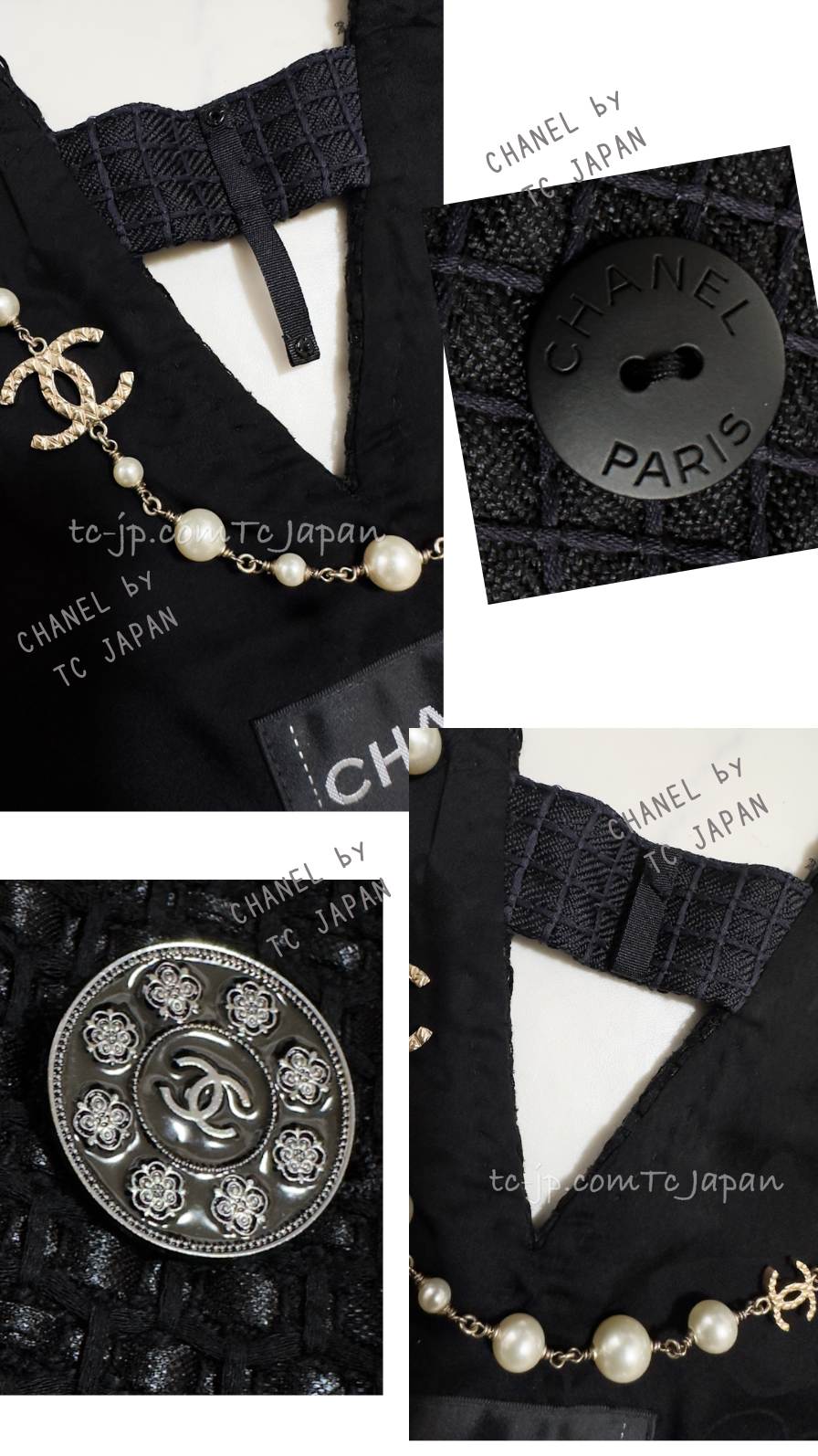 CHANEL 16C Black Cotton Double Jacket Coat 40 42 シャネル ブラック コットン ダブル ジャケット コート 即発