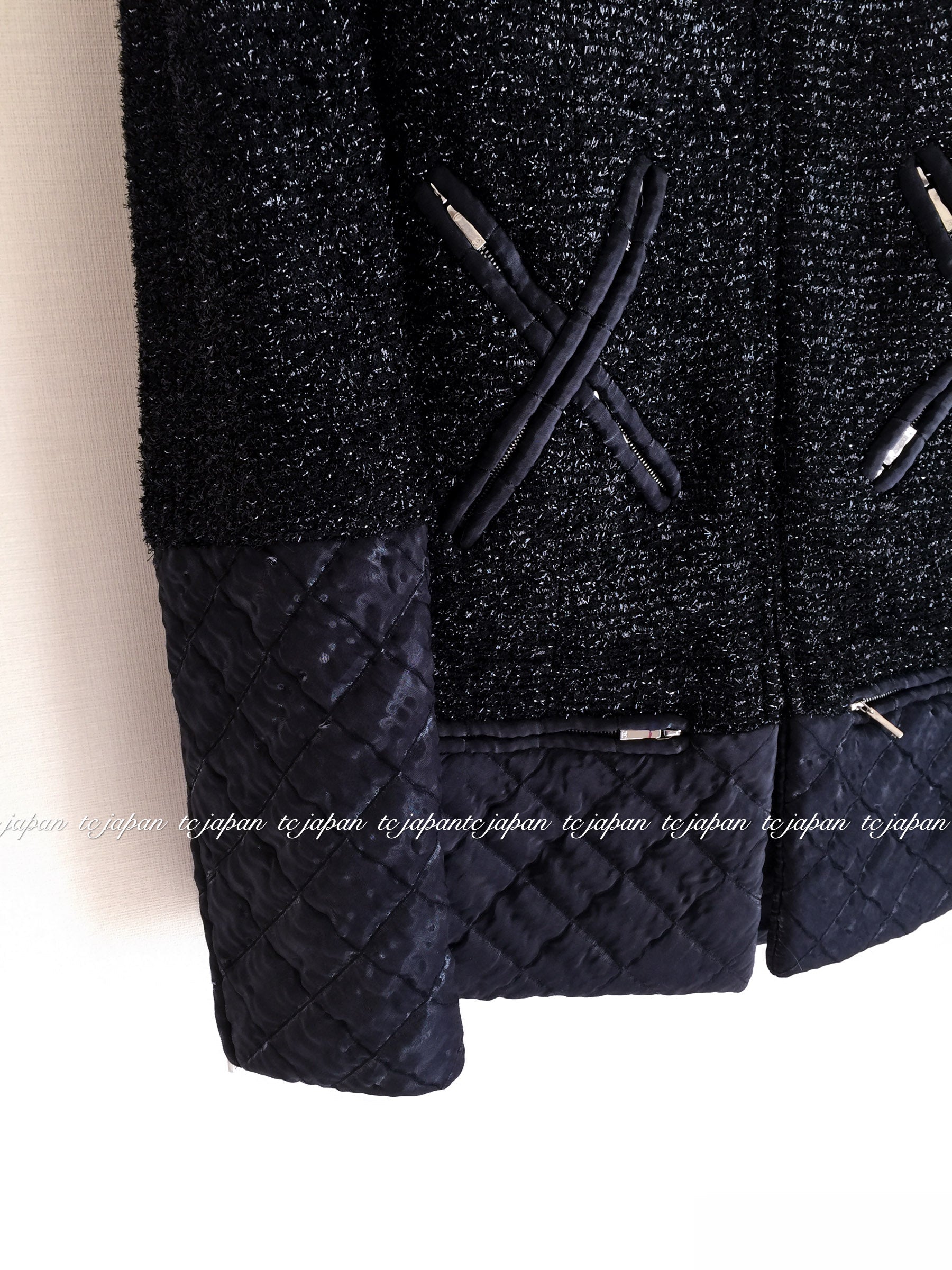 シャネル  ツイード　ジャケット シャネル ジャケット CHANEL ブラック メタリック ジッパー