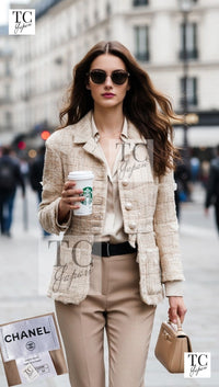 CHANEL 12S Camel Beige Organdy Jacket 36 42 44 シャネル キャメル ベージュ オーガンジー ジャケット 即発 - TC JAPAN