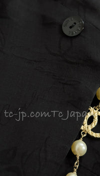 CHANEL Jacket 07S Black Collarless Sequin Bow Tweed 34 36 16