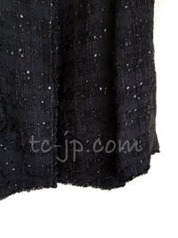 CHANEL Jacket 07S Black Collarless Sequin Bow Tweed 34 36 5