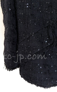 CHANEL Jacket 07S Black Collarless Sequin Bow Tweed 34 36 6