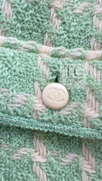 CHANEL 96S Vintage Green Ivory Wool Vest Jacket 38 40 シャネル ヴィンテージ グリーン アイボリー スーパーモデル ウール ベスト ジャケット 即発