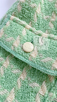 CHANEL 96S Vintage Green Ivory Wool Vest Jacket 38 40 シャネル ヴィンテージ グリーン アイボリー スーパーモデル ウール ベスト ジャケット 即発
