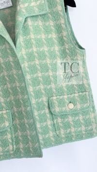 CHANEL 96S Vintage Green Ivory Wool Vest Jacket 38 40 シャネル ヴィンテージ グリーン アイボリー スーパーモデル ウール ベスト ジャケット 即発