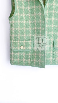 CHANEL 96S Vintage Green Ivory Wool Vest Jacket 38 40 シャネル ヴィンテージ グリーン アイボリー スーパーモデル ウール ベスト ジャケット 即発
