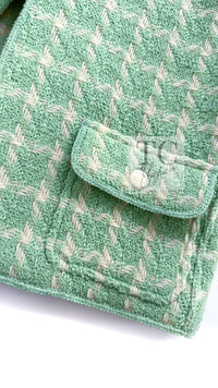 CHANEL 96S Vintage Green Ivory Wool Vest Jacket 38 40 シャネル ヴィンテージ グリーン アイボリー スーパーモデル ウール ベスト ジャケット 即発