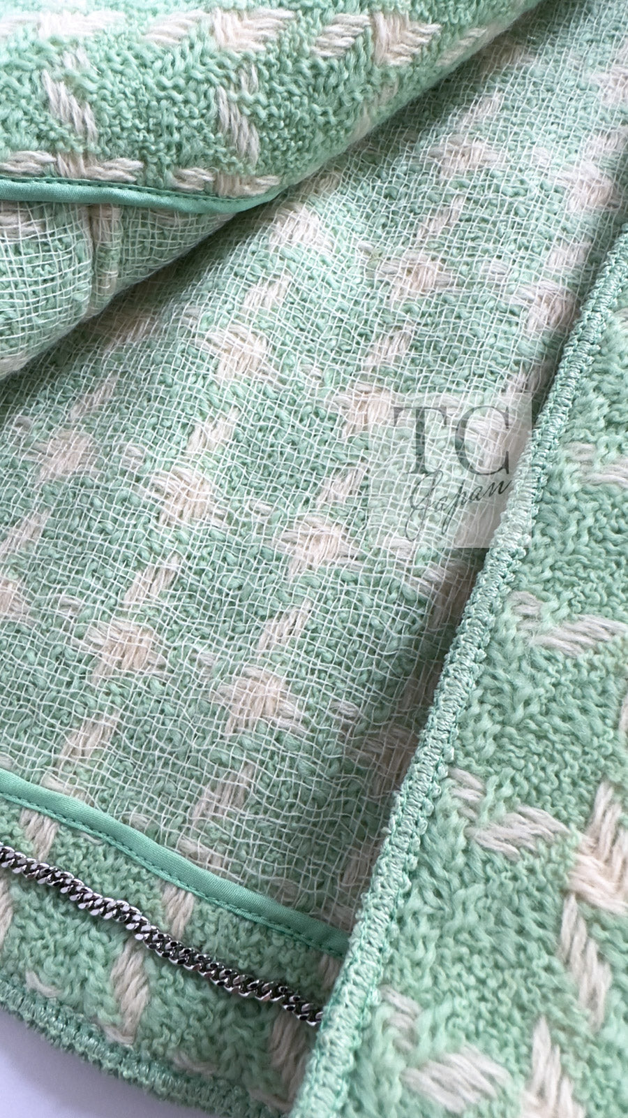 CHANEL 96S Vintage Green Ivory Wool Vest Jacket 38 40 シャネル ヴィンテージ グリーン アイボリー スーパーモデル ウール ベスト ジャケット 即発