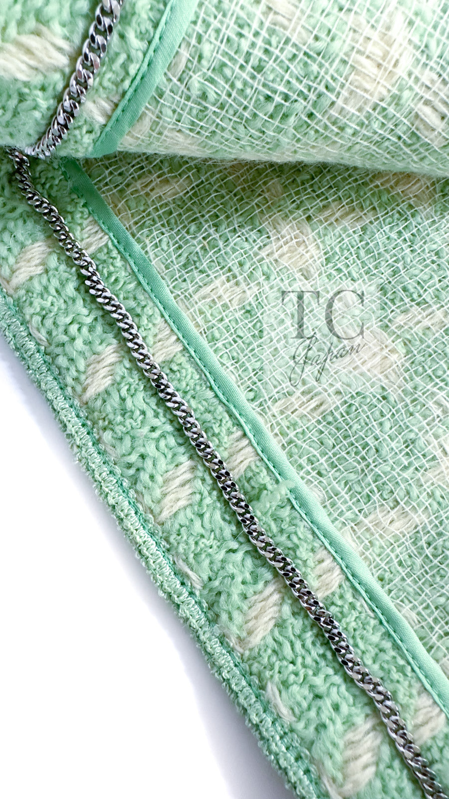 CHANEL 96S Vintage Green Ivory Wool Vest Jacket 38 40 シャネル ヴィンテージ グリーン アイボリー スーパーモデル ウール ベスト ジャケット 即発